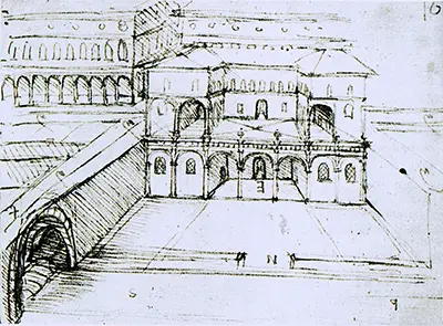 Études architecturales pour une ville à plusieurs niveaux de Léonard de Vinci
